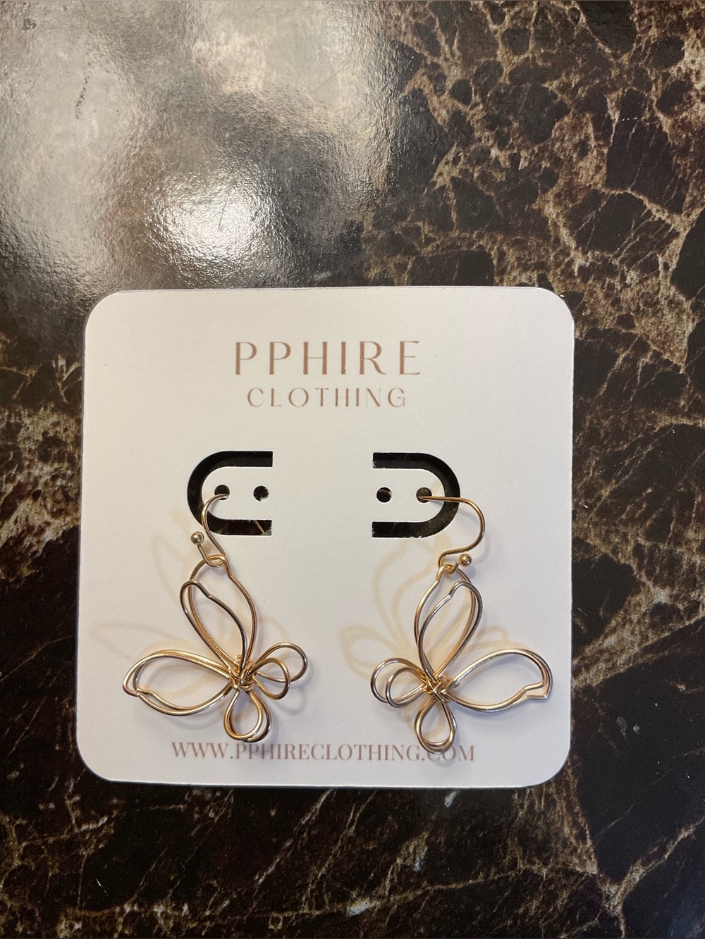 Mariposa Gold Wire Butterfly Drop Earrings
